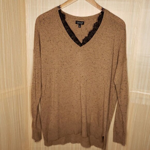 Topshop Womens Oversized V Neck Tunic Sweater 12 - Picture 1 of 8